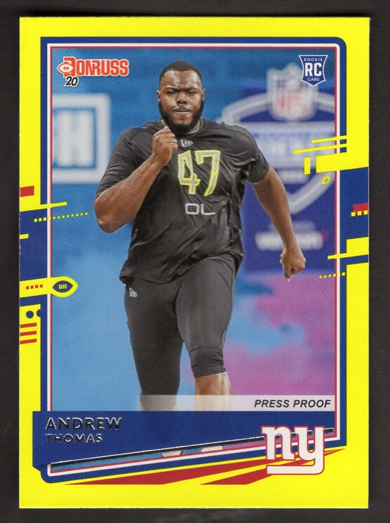 Andrew Thomas 2020 Donruss Yellow Press Proof Rookie Card #253 New York Giants   - Image 1 of 1