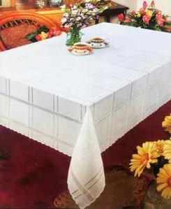 Luxury Square Lace Tablecloth Smooth Vinyl Premium Heavy Duty - Picture 1 of 4