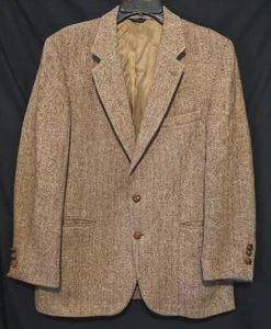 Vintage Harris Tweed Speckled Brown Herringbone Sports Coat Jacket Blazer 42S - Picture 1 of 6