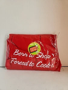 Embroidered Apron One Size Fits Most "Born To Shop Forced To Cook!" New In Bag - Picture 1 of 2