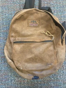 Vintage JanSport Adventure All Leather Suede Backpack Day Pack MADE USA Brown - Picture 1 of 6