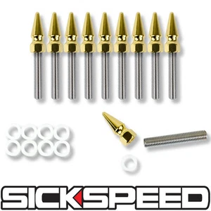 10 PC STAINLESS STEEL EXTENDED MANIFOLD INTAKE STUD KIT/SET 24K GOLD SPIKES P10 - Picture 1 of 1