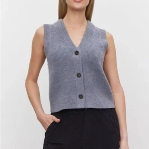 $170 NWT Heather Gray Velvet by Graham & Spencer “Lu” Sweater Vest Sz Small - Picture 1 of 6