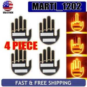 4PCS LED Middle Finger Light Hand Finger Gesture Light w/Remote Car Signs-Light - Foto 1 di 7