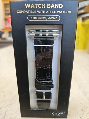 Correa de reloj para Apple Watch 42 mm 44 mm patrón de cocodrilo negro Foto 1 de 4