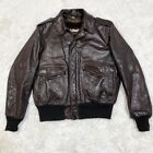 Schott 184Sm Flight Jacket Cowhide Men Size 44 Dark Brown Oiled Leather Usa Used