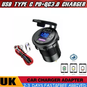Adattatore caricatore auto doppio 12V-24V USB tipo C PD + QC 3.0 2 porte presa sigarette - Foto 1 di 11