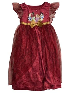 Disney Princess Toddler Girls Burgundy Velvet Holiday Nightgown Night Gown - Picture 1 of 2