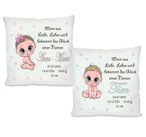 Personalisiertes Kissen, Babygeschenk zur Geburt, Taufe, Fotokissen mit Namen - Foto 1 di 3