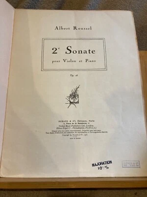 Albert Roussel 2e Sonate pour violon et piano opus 28 partition éditions Durand - Photo 1/4