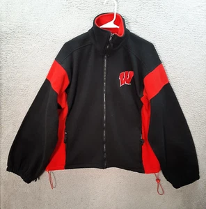 Wisconsin Badgers Jacket Adult Medium Black Red Fleece NCAA College Sports - Picture 1 of 7