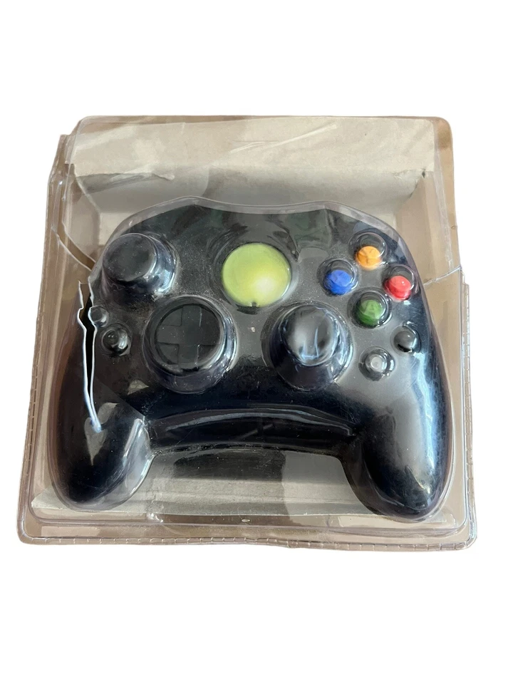 Old Skool Black Wired S-Type Controller for (Original XBOX) New In Beat Up Pkg - Image 1 of 4