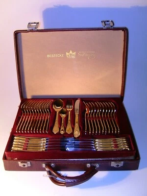 Vergololdeter Besteck 24 Solingen in Original Tragekoffer - Bild 1 von 4