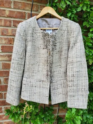Armani collezioni tan wool tweed jacket blazer 10 - Image 1 of 4
