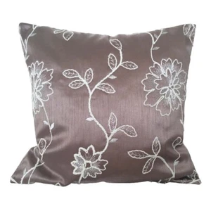 Satin Salmon Flower Embriodery 18x18" Decorative/Throw Pillow Case/Cushion Cover - Picture 1 of 4