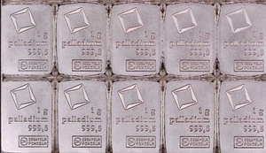 Lot of 10 - 1 Gram Palladium Bar .9995 Fine Bar - Valcambi Suisse CombiBar™ - Picture 1 of 4