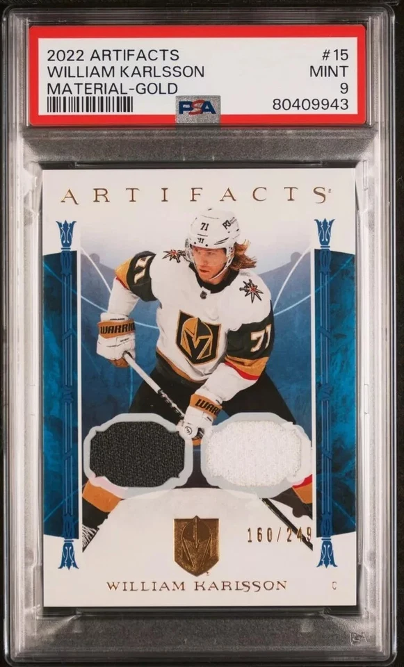 2022 UPPER DECK ARTIFACTS 15 WILLIAM KARLSSON MATERIAL-GOLD/249, PSA POP 1 - Image 1 of 2