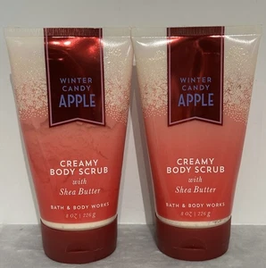 2 Bath & Body Works WINTER CANDY APPLE Creamy Body Scrub Shea Butter 8 fl.oz - Picture 1 of 1