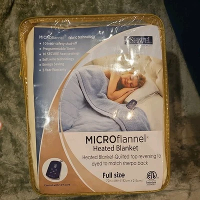 Shavel Home Ivory Flannel Reverse to Sherpa Electric Blanket Full Size - Image 1 of 4