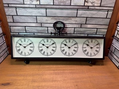 Pottery Barn Shelf Table Desk Mantle World Multi-Clock Industrial Retro, quikSHP - Image 1 of 4