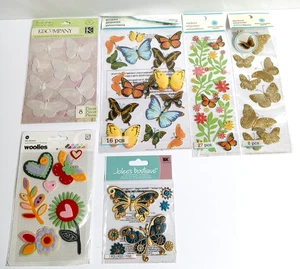 Scrapbooking Sticker Lot of 6 Packages Butterflies Butterfly Floral Dimensional - Picture 1 of 5