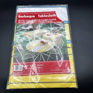 NOS Woolworth's Vintage 1970’s MCM Heavy Duty Vinyl Outdoor Tablecloth 52x96 - Picture 1 of 6