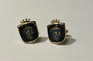 Vintage Manschettenknöpfe; goldfarben mit Wappen Design; guter Zustand - Bild 1 von 2