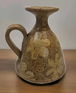 Vaso bocciolo ceramica firmato Stelzer 4" piccola brocca in gres marrone chiaro casale - Foto 1 di 13
