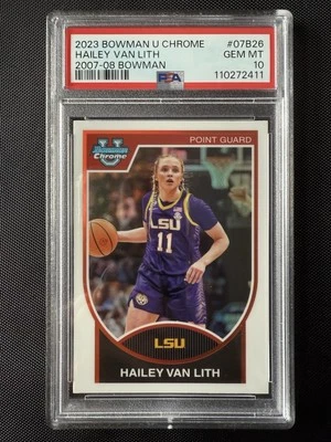 PSA 10 23-24 topps bowman chrome university refractor throwback hailey van lith - Image 1 of 3