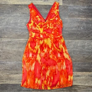 Apt. 9 feuriges rot und orange Chiffon Kleid Gr. 12 B122 - Bild 1 von 4
