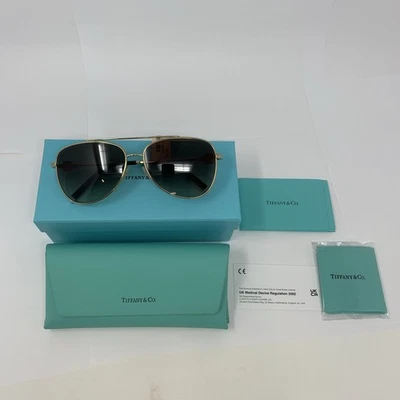 Tiffany & Co. Sunglasses TF3080 6021/3B Pale Gold Frames w Gradient Brown Lenses - Image 1 of 4