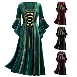 Women Renaissance Medieval Fancy Dress Halloween Gothic Witch Cosplay Costume - Picture 1 of 11
