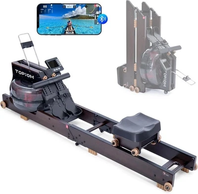 Oak Wood Water Rowing Machine Bluetooth TM3 Display Home Rower 182KG - Image 1 of 4