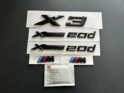 BMW X3 + 2X Xdrive 20d + 2X Insignias de Ala M en Negro Brillante. TOALLITA ALCOHOL GRATIS - Imagen 1 de 4