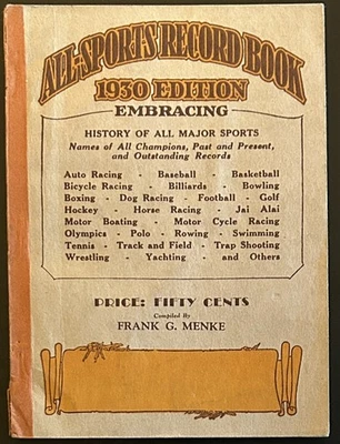 1930 All-Sports Record Book Baseball Basketball Boxing Football Hockey Golf - Image 1 of 2
