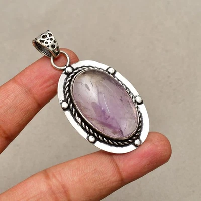 Ciondolo gioiello in argento sterling 925 fatto a mano con pietra preziosa am... - Immagine 1 di 4