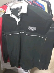 guinness Dublin Ireland Trademark rugby Polo Long Sleeve Shirt Mens Size Large - Picture 1 of 4