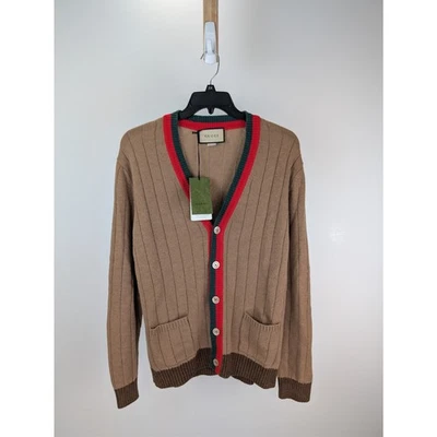 Suéter Cárdigan Gucci Fino Camel Manga Larga en Camel/Marrón Nuevo con Etiquetas X-Grande Foto 1 de 4