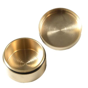 Brass Storage Box Round Shape Portable with Lid Organizer Small Items Holder for - Picture 1 of 4