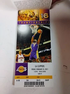 Boleto completo de LA Lakers vs. LA Clippers 25/02/2011 Bryant 24, Gasol 22 piezas - Imagen 1 de 2