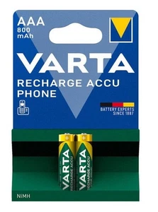 2er VARTA® Telefon Akku AAA 800maH HR03 Micro 1.2V NiMH Wiederaufladbar - Bild 1 von 1