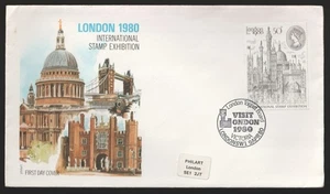 Exposición de estampillas de Londres 1980 visita oficina de turismo de Londres Philart Victoria FDC - Imagen 1 de 1
