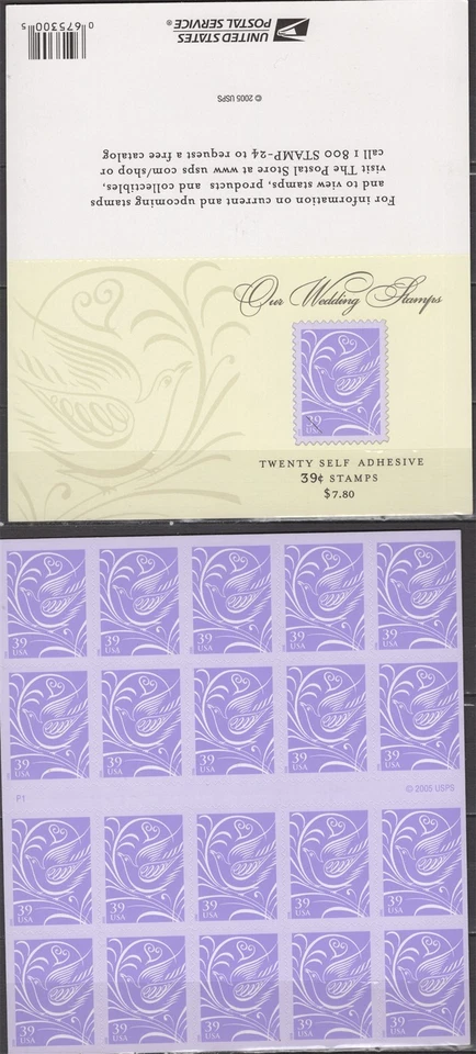 SC# 3998a - 2006 39¢ - Our Wedding - Wedding Doves - Convertible Pane of 20 - Image 1 of 1