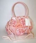 NEW-PINK SATIN 3-D ROSE+BEAD EASTER/FLOWER GIRL SPECIAL OCCASION HAND BAG+STRAP