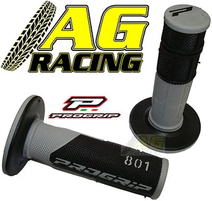 Pro Grip Progrip 801 Grips Grey Black Motocross Enduro Half Waffle Soft Density - Picture 1 of 1