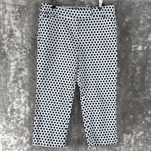 Pantaloni cropped a pois firmati Ann Taylor taglia 8 bianchi blu navy con zip con bottoni - Foto 1 di 11