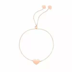 9.25" Heart Friendship Bolo Bracelet Real 14K Pink Rose Gold 1.1gr - Picture 1 of 2