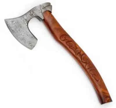 Guiscard Hand Forged Bearded Damascus Outdoor Steel Axe for Outdoor Overall 17" - Image 1 of 4