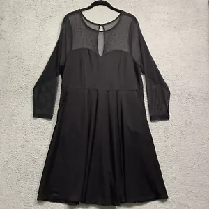 Abito Torrid da donna nero svasato midi tasche maniche a maglia tasche collo taglia 18 - Foto 1 di 16