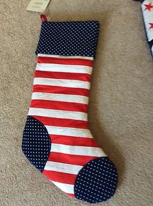 NEW Patriotic Handcrafted American Flag Christmas Stocking Trimsetter Dillards - Picture 1 of 5